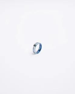 Blue stainless steel cross ring