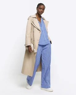 Blue stripe poplin pull on trousers