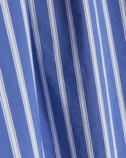 Blue stripe poplin pull on trousers
