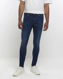 Blue super skinny fit spray on jeans