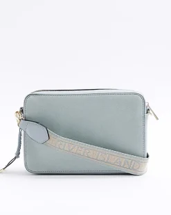 Blue weave boxy cross body bag