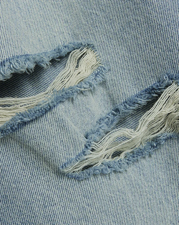 Blue wide leg ripped jeans