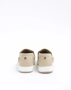 Boys beige weave loafers