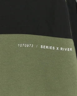 Boys khaki colour block funnel sweatshirt