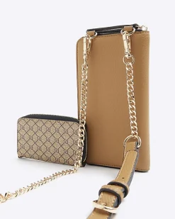 Brown 2 in 1 monogram purse