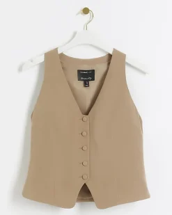 Brown button front waistcoat
