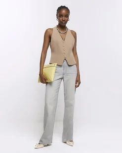 Brown button front waistcoat