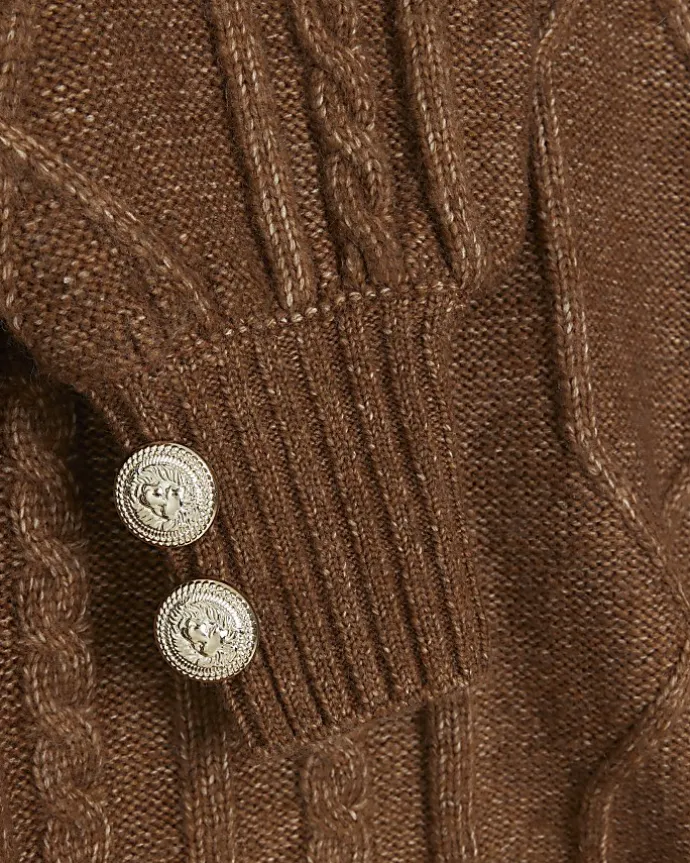 Brown cable knit jumper mini dress