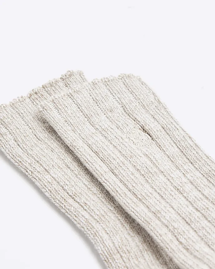 Brown chunky knit socks