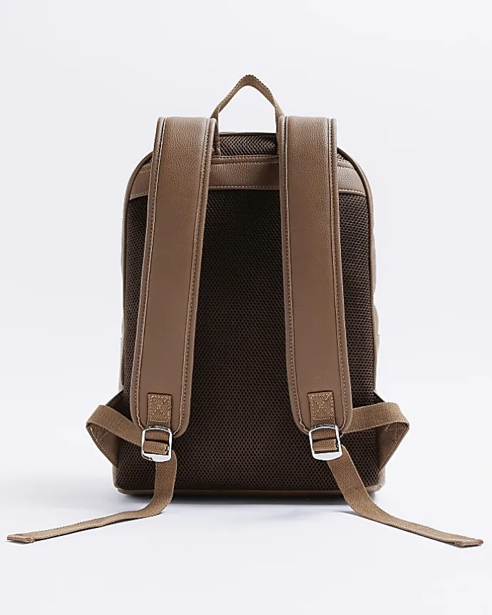 Brown faux leather rucksack
