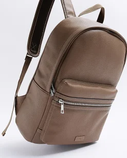 Brown faux leather rucksack