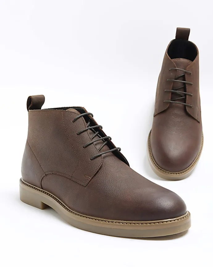 Brown lace up chukka boots