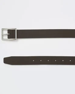 Brown leather buckle belt
