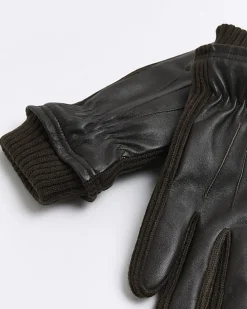 Brown leather gloves