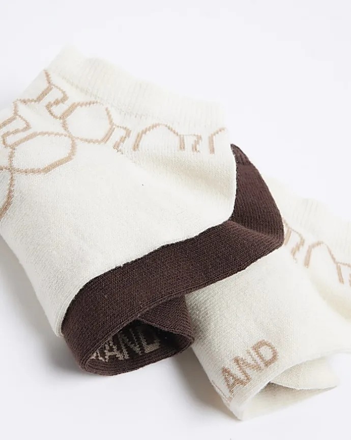 Brown monogram trainer socks multipack
