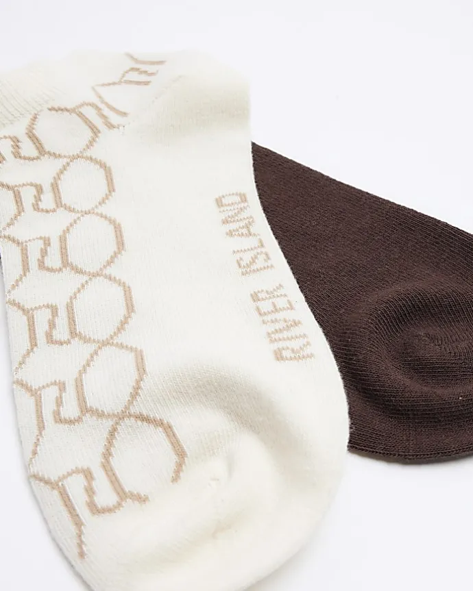 Brown monogram trainer socks multipack