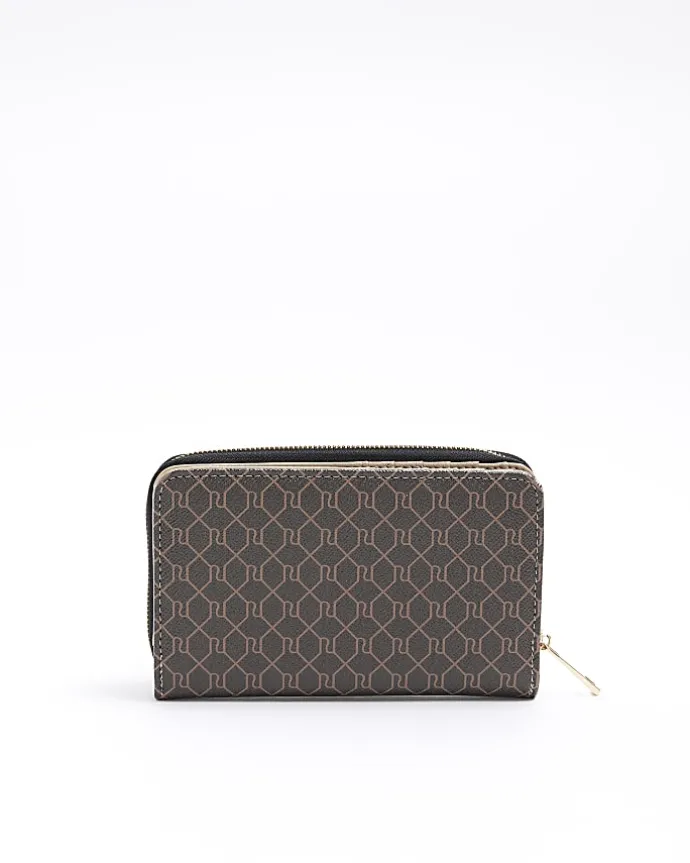 Brown RI monogram envelope purse