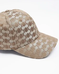 Brown RI monogram jacquard cap