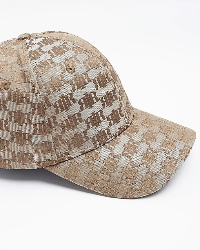 Brown RI monogram jacquard cap