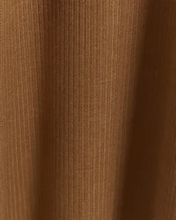 Brown rib high neck bodycon midi dress