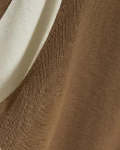Brown slim fit colour block knitted polo