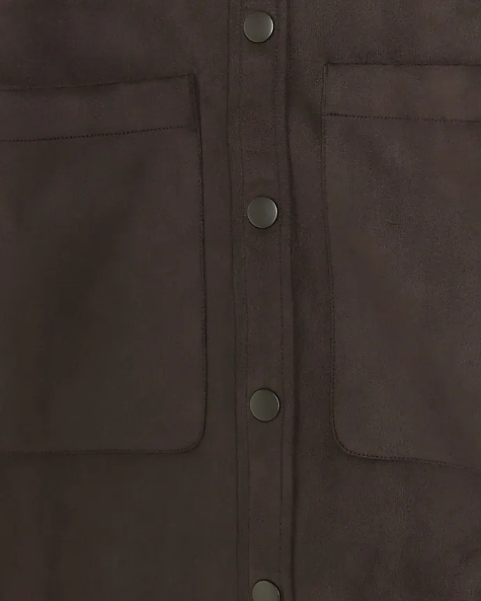Brown suedette long sleeve shirt