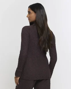 Brown textured long sleeve shirt