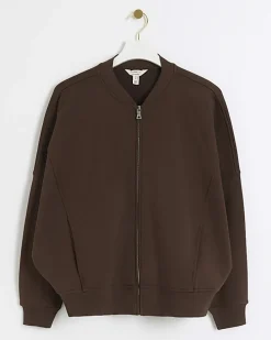 Brown zip up bomber sweatshirt