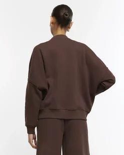 Brown zip up bomber sweatshirt