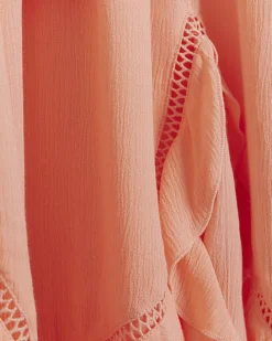 Coral broderie plunge beach mini dress