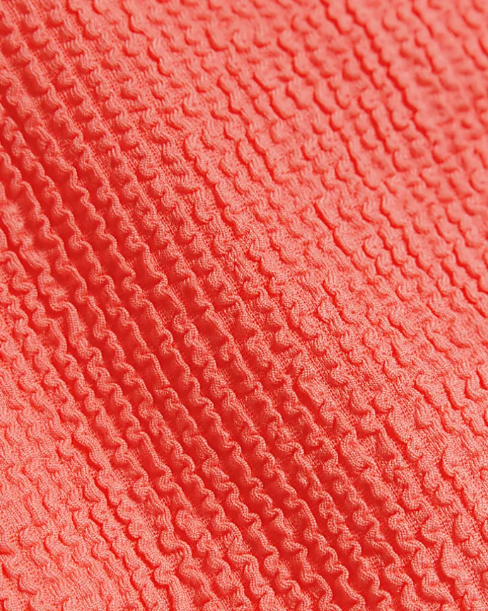 Coral high waisted crinkle bikini bottoms