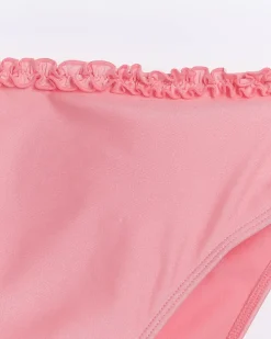 Coral high waisted frill bikini bottoms