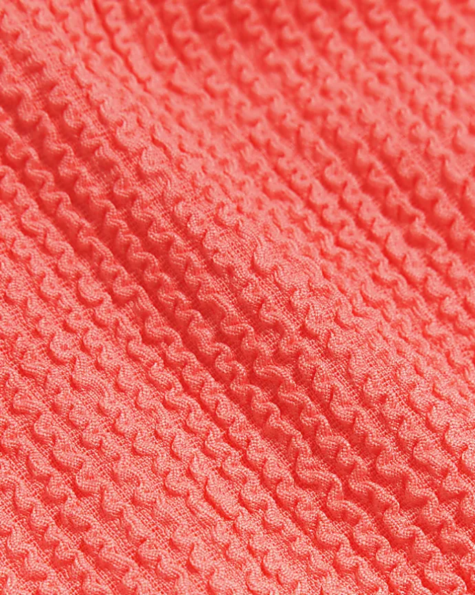 Coral low waist crinkle bikini bottoms