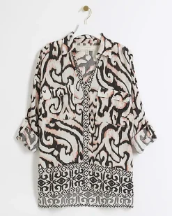 Cream abstract beach shirt