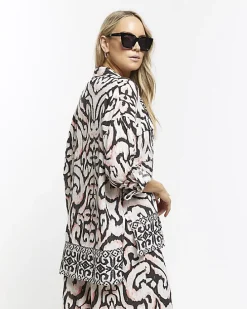 Cream abstract beach shirt