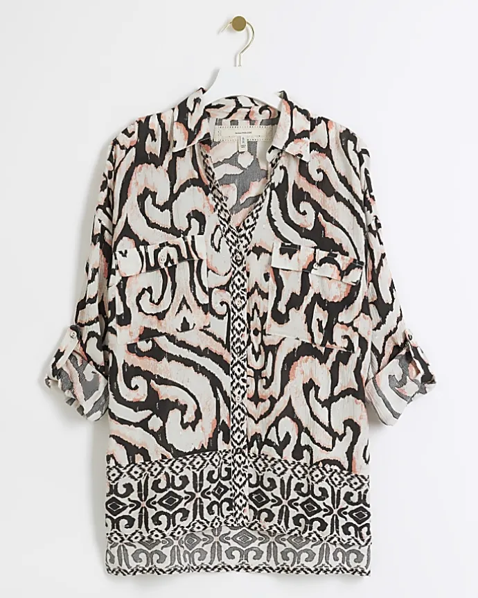 Cream abstract beach shirt