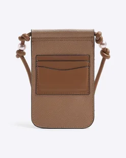 Cream canvas phone cross body bag