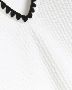 Cream crinkle Whipstitch Swimsuit