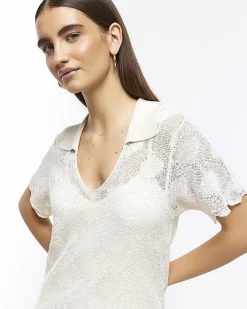 Cream crochet beach midi dress