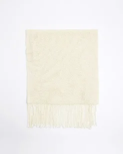Cream Crochet Glitter Scarf