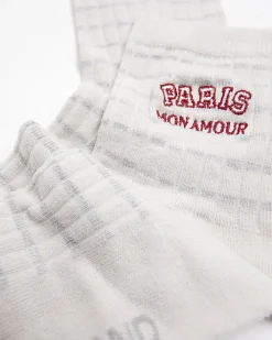 Cream embroidered ankle socks