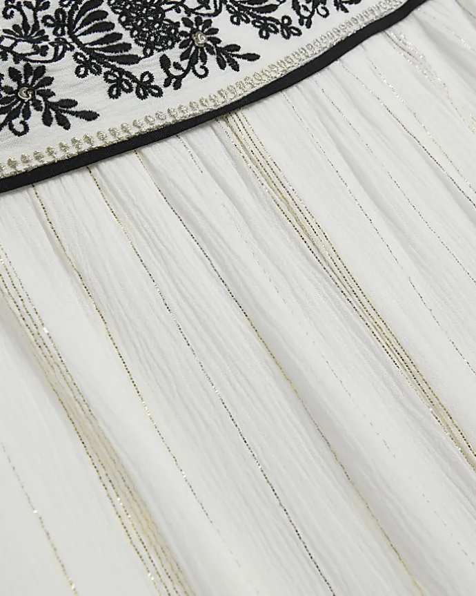 Cream embroidered bandeau jumpsuit