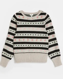 Cream floral fairisle maternity jumper