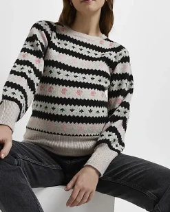 Cream floral fairisle maternity jumper