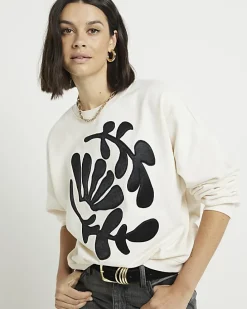 Cream flower sweatshirt