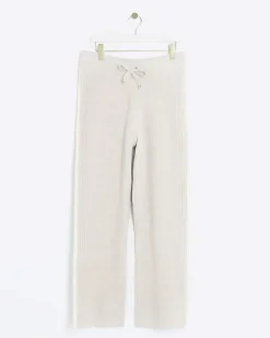 Cream Knit Straight Joggers