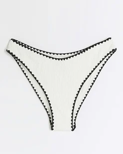 Cream low waist crinkle bikini bottoms