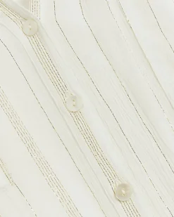 Cream metallic stripe beach shirt