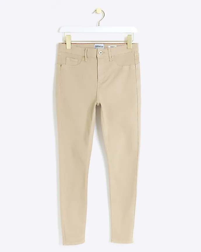 Cream mid rise bum sculpt jeggings