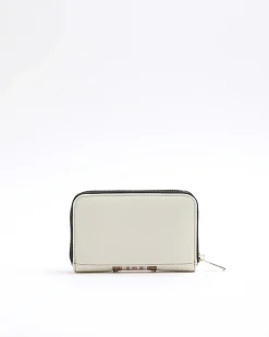 Cream panelled webbing purse